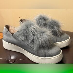 Steve Madden Gray Fur Accent Sneakers